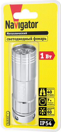 Фонарь Navigator 94 928 NPT-CM07-3АAA алюм.9LED, блист.