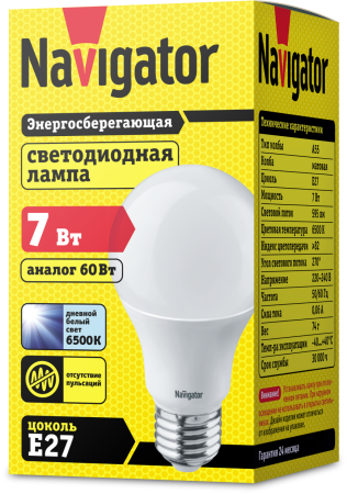 Лампа Navigator 61 236 NLL-A60-7-230-6.5K-E27